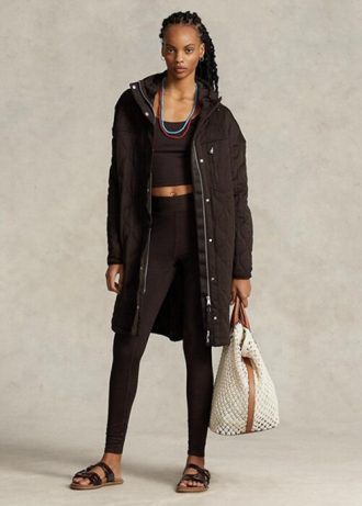 Abrigos acolchados extragrandes con capucha de Ralph Lauren para mujer en color marrón