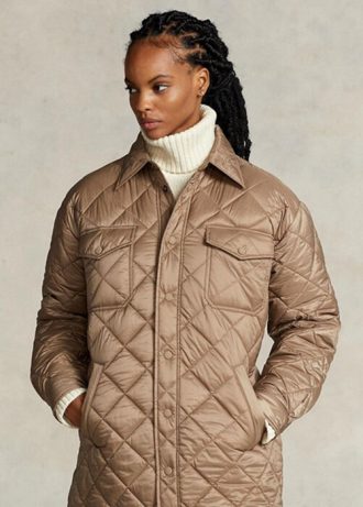 Abrigos acolchados impermeables extragrandes de Ralph Lauren para mujer en color marrón