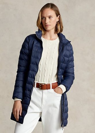 Abrigos acolchados plegables de tafetán azul Ralph Lauren para mujer