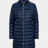 Abrigos acolchados plegables de tafetán azul Ralph Lauren para mujer