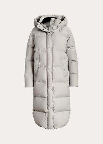 Abrigos con capucha de plumón resistentes al agua Ralph Lauren para mujer en gris