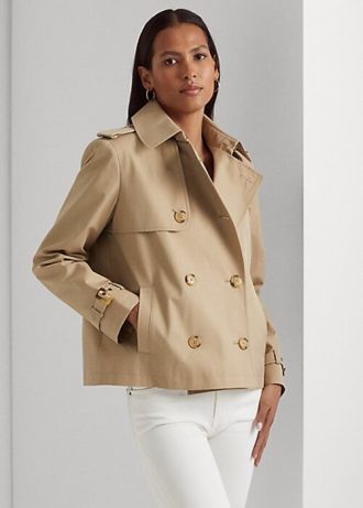 Abrigos cortos cruzados Ralph Lauren beige para mujer