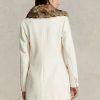 Abrigos cruzados con cuello de piel sintética de Ralph Lauren para mujer en color crema