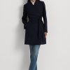 Abrigos cruzados de crepé Ralph Lauren para mujer en azul marino Abrigos cruzados de crepé Ralph Lauren para mujer en azul marino