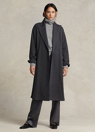 Abrigos cruzados de franela Ralph Lauren gris oscuro para mujer