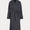 Abrigos cruzados de franela Ralph Lauren gris oscuro para mujer