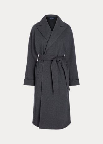 Abrigos cruzados de franela Ralph Lauren gris oscuro para mujer