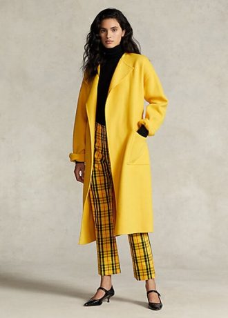 Abrigos cruzados de mezcla de lana de doble cara Ralph Lauren para mujer en amarillo