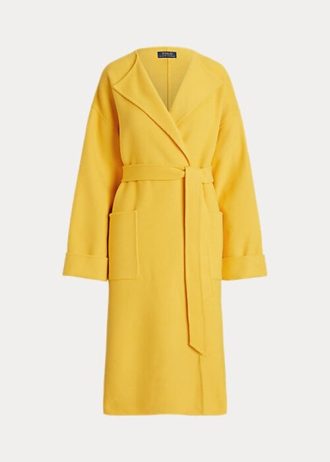 Abrigos cruzados de mezcla de lana de doble cara Ralph Lauren para mujer en amarillo