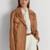 Abrigos cruzados de piel napa Ralph Lauren para mujer en color marrón