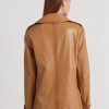 Abrigos cruzados de piel napa Ralph Lauren para mujer en color marrón