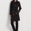 Abrigos cruzados negros de mezcla de algodón para mujer de Ralph Lauren Abrigos cruzados negros de mezcla de algodón para mujer de Ralph Lauren