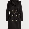 Abrigos cruzados negros de mezcla de algodón para mujer de Ralph Lauren Abrigos cruzados negros de mezcla de algodón para mujer de Ralph Lauren