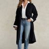 Abrigos cruzados negros de mezcla de lana con solapa de pico de Ralph Lauren para mujer