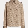 Abrigos cruzados Ralph Lauren de jacquard con monograma para mujer en color caqui Abrigos cruzados Ralph Lauren de jacquard con monograma para mujer en color caqui