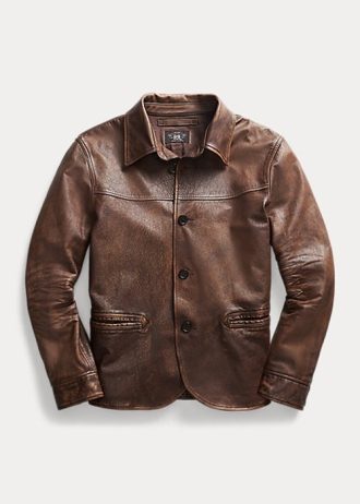 Abrigos de cuero Ralph Lauren para hombre en color marrón