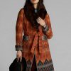 Abrigos de jacquard con cuello de piel de oveja Ralph Lauren para mujer en color naranja Abrigos de jacquard con cuello de piel de oveja Ralph Lauren para mujer en color naranja