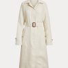 Abrigos de lino con espiga y cinturón Ralph Lauren para mujer en color crema Abrigos de lino con espiga y cinturón Ralph Lauren para mujer en color crema