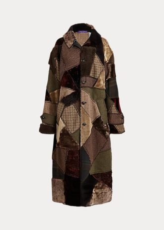 Abrigos de piel de oveja con patchwork Harmon de Ralph Lauren para mujer en color oliva