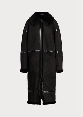 Abrigos de piel de oveja merino Ralph Lauren Lanthe negros para mujer