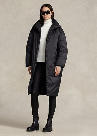 Abrigos de plumón impermeables Ralph Lauren negros para mujer