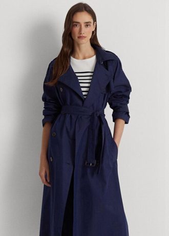 Abrigos de sarga de mezcla de algodón Ralph Lauren para mujer en color azul marino