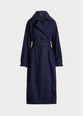 Abrigos de sarga de mezcla de algodón Ralph Lauren para mujer en color azul marino