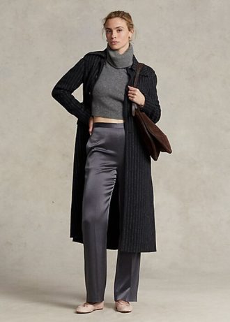 Abrigos negros de doble cara con raya diplomática de Ralph Lauren para mujer Abrigos negros de doble cara con raya diplomática de Ralph Lauren para mujer