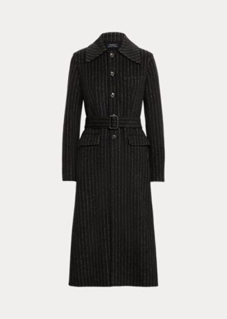 Abrigos negros de doble cara con raya diplomática de Ralph Lauren para mujer Abrigos negros de doble cara con raya diplomática de Ralph Lauren para mujer