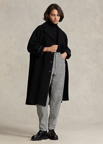 Abrigos negros extragrandes de mezcla de lana con diseño de espiga de Ralph Lauren para mujer Abrigos negros extragrandes de mezcla de lana con diseño de espiga de Ralph Lauren para mujer