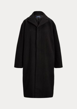 Abrigos negros extragrandes de mezcla de lana con diseño de espiga de Ralph Lauren para mujer Abrigos negros extragrandes de mezcla de lana con diseño de espiga de Ralph Lauren para mujer