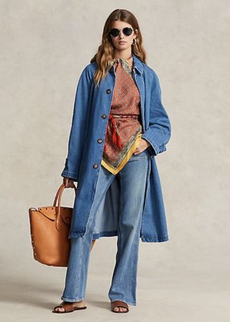 Abrigos Ralph Lauren azules de mezcla de algodón y seda para mujer Abrigos Ralph Lauren azules de mezcla de algodón y seda para mujer