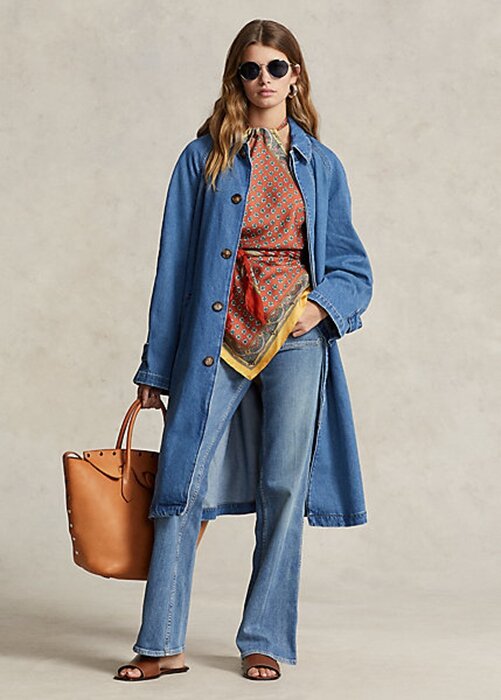 Abrigos Ralph Lauren azules de mezcla de algodón y seda para mujer Abrigos Ralph Lauren azules de mezcla de algodón y seda para mujer