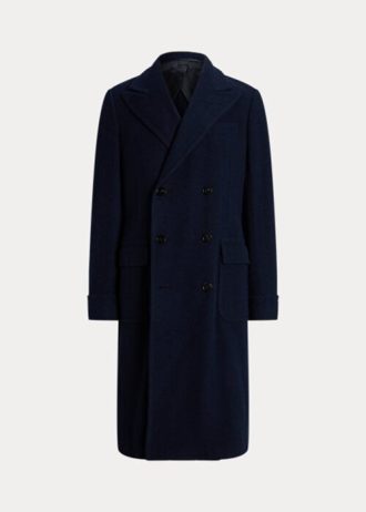 Abrigos Ralph Lauren de lana con diseño de espiga, hechos a mano, en azul marino oscuro para hombre