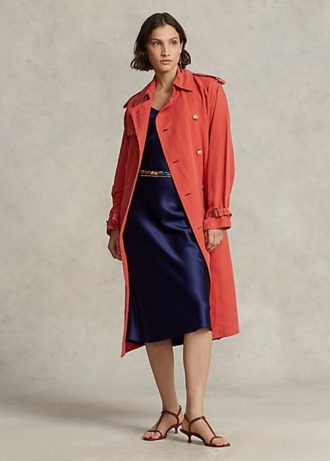 Abrigos Ralph Lauren de mezcla de seda naranja para mujer Abrigos Ralph Lauren de mezcla de seda naranja para mujer