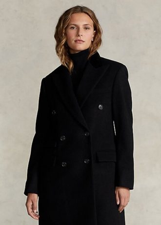 Abrigos Ralph Lauren Melton negros de mezcla de lana y terciopelo con cuello alto para mujer Abrigos Ralph Lauren Melton negros de mezcla de lana y terciopelo con cuello alto para mujer