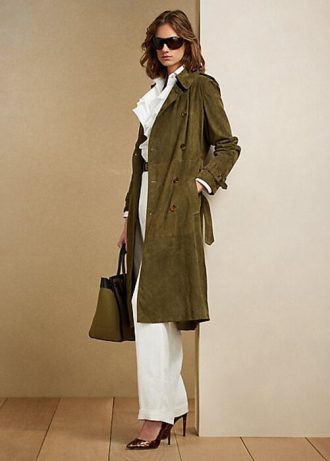 Abrigos Ralph Lauren Romilly de ante de cordero para mujer en color oliva Abrigos Ralph Lauren Romilly de ante de cordero para mujer en color oliva