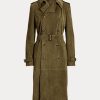 Abrigos Ralph Lauren Romilly de ante de cordero para mujer en color oliva Abrigos Ralph Lauren Romilly de ante de cordero para mujer en color oliva