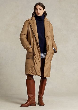 Abrigos tipo polo de plumón impermeables de Ralph Lauren para mujer en color caqui Abrigos tipo polo de plumón impermeables de Ralph Lauren para mujer en color caqui