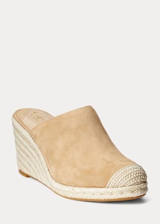 Alpargatas de ante Ralph Lauren Pennie de mujer de color caqui