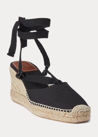 Alpargatas de cuña de lona Ralph Lauren negras para mujer