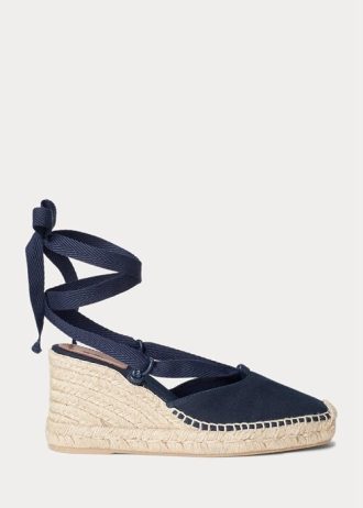 Alpargatas de cuña de lona Ralph Lauren para mujer en color azul marino