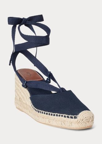 Alpargatas de cuña de lona Ralph Lauren para mujer en color azul marino