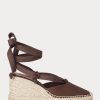 Alpargatas de cuña de lona Ralph Lauren para mujer en color chocolate