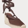 Alpargatas de cuña de lona Ralph Lauren para mujer en color chocolate