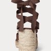 Alpargatas de cuña de lona Ralph Lauren para mujer en color chocolate