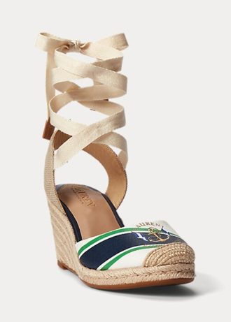 Alpargatas de lona con estampado paisley de Ralph Lauren para mujer en azul marino