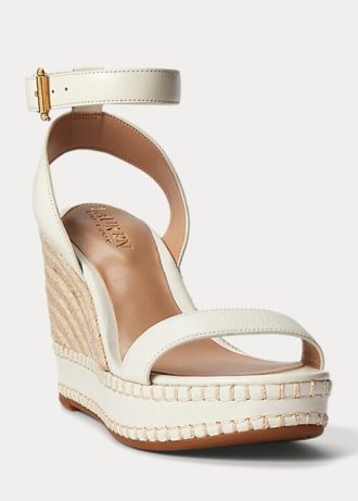 Alpargatas de piel blancas Ralph Lauren Hilarie para mujer