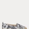 Alpargatas de piel con diseño floral Cameryn III de Ralph Lauren para mujer, color blanco y negro Alpargatas de piel con diseño floral Cameryn III de Ralph Lauren para mujer, color blanco y negro