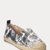 Alpargatas de piel con diseño floral Cameryn III de Ralph Lauren para mujer, color blanco y negro Alpargatas de piel con diseño floral Cameryn III de Ralph Lauren para mujer, color blanco y negro